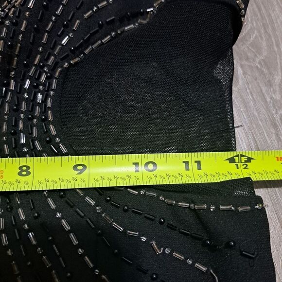 Vintage Cache Beaded Sexy Illusion Hips Novelty Strapless Maxi Dress Sz 4 Black - Picture 8 of 15